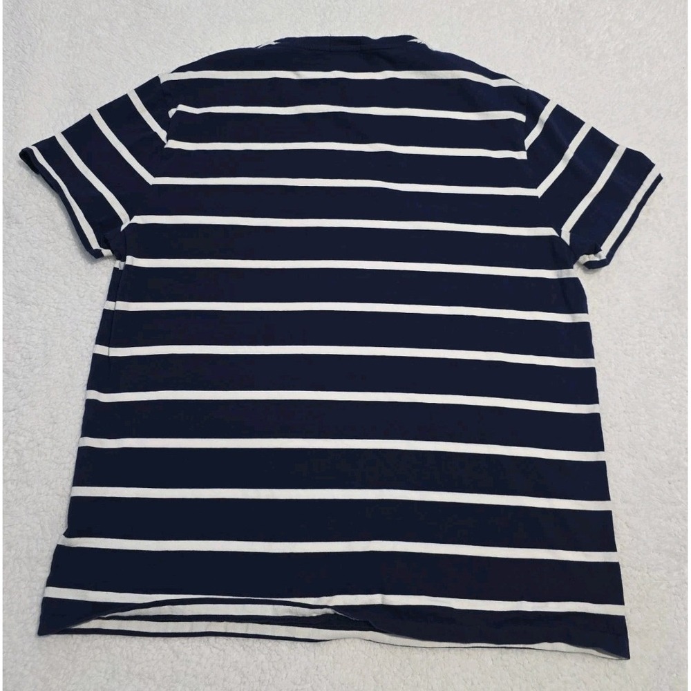POLO RALPH LAUREN CUSTOM SLIM FIT CREWNECK T-SHIRT STRIPED WHITE / BLUE MEN XL - Picture 7 of 7
